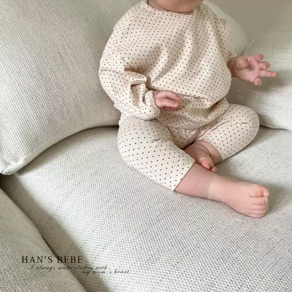 Han's - Korean Baby Fashion - #onlinebabyboutique - Bebe Salt Dot Top Bottom Set - 5
