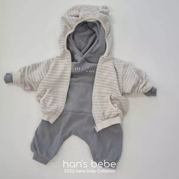 Han's - Korean Baby Fashion - #onlinebabyboutique - Bebe Pocket Hoody Bodysuit - 9