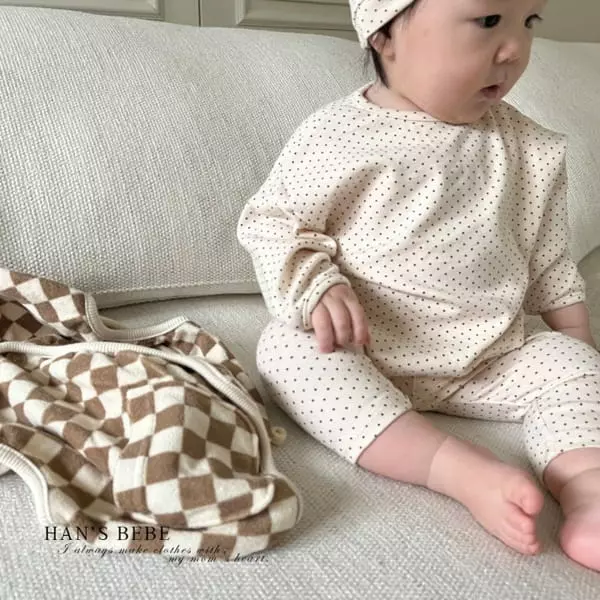 Han's - Korean Baby Fashion - #smilingbaby - Bebe Salt Dot Top Bottom Set - 7