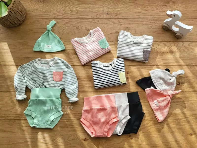 Happy Prince - Korean Baby Fashion - #babygirlfashion - Coco Stripes Waffle Top Bottom Set - 2