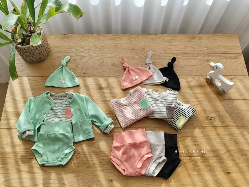 Happy Prince - Korean Baby Fashion - #babylifestyle - Coco Stripes Waffle Top Bottom Set - 3