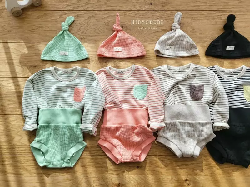 Happy Prince - Korean Baby Fashion - #babylifestyle - Coco Stripes Waffle Top Bottom Set - 4
