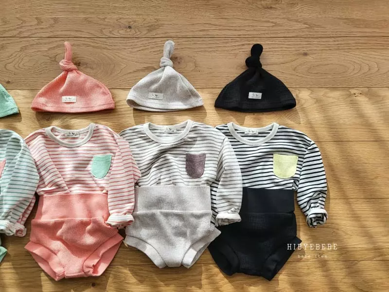 Happy Prince - Korean Baby Fashion - #babyootd - Coco Stripes Waffle Top Bottom Set - 5