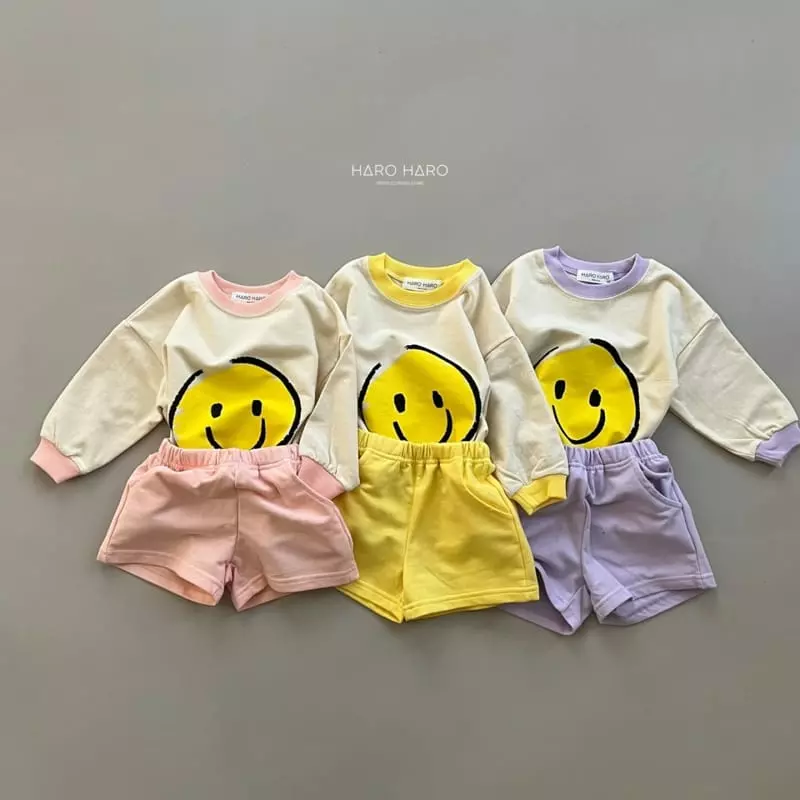 Haro Haro - Korean Children Fashion - #todddlerfashion - Smile Top Bottom Set - 6