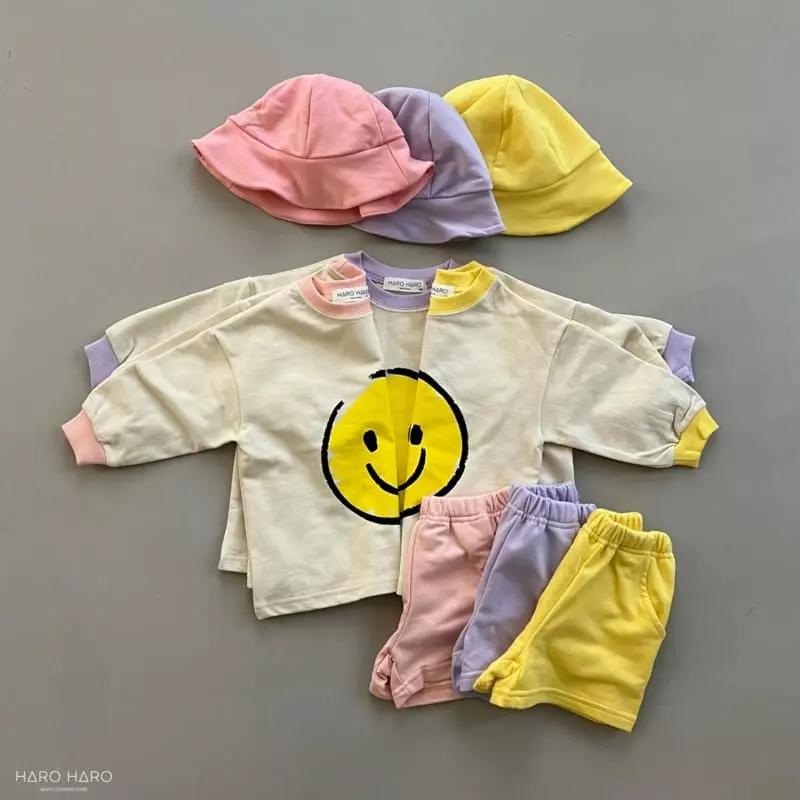 Haro Haro - Korean Children Fashion - #toddlerclothing - Smile Top Bottom Set - 7