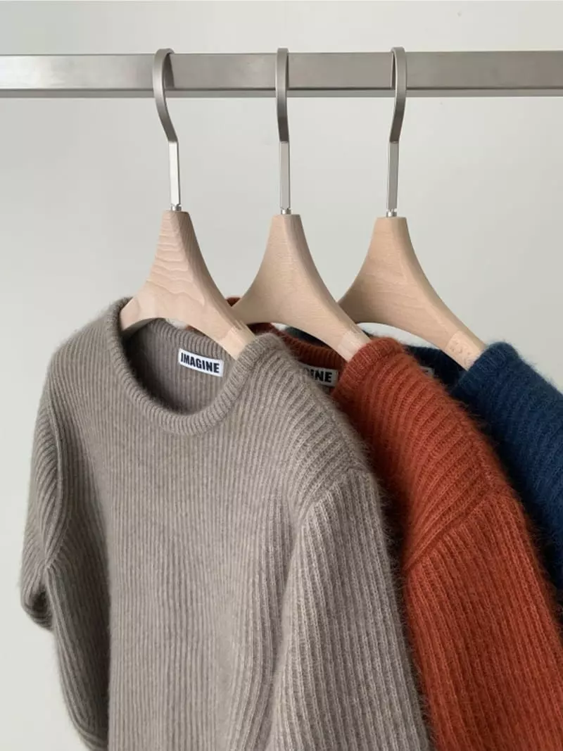 Imagine - Korean Women Fashion - #momslook - Short Knit Tee - 4