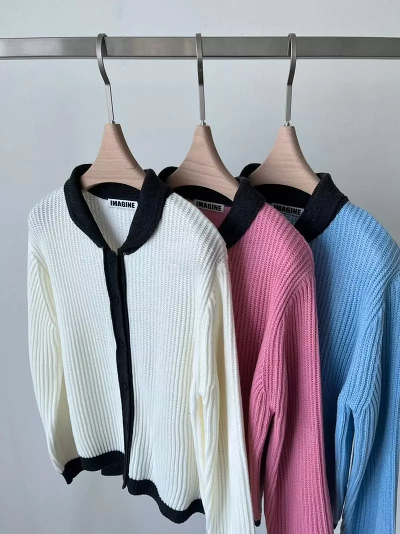 Imagine - Korean Women Fashion - #restrostyle - Colored Collar Cardigan - 4