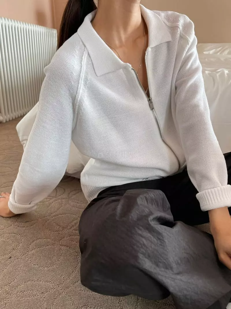 Imagine - Korean Women Fashion - #romanticstyle - Spring Knit Zip-up - 3