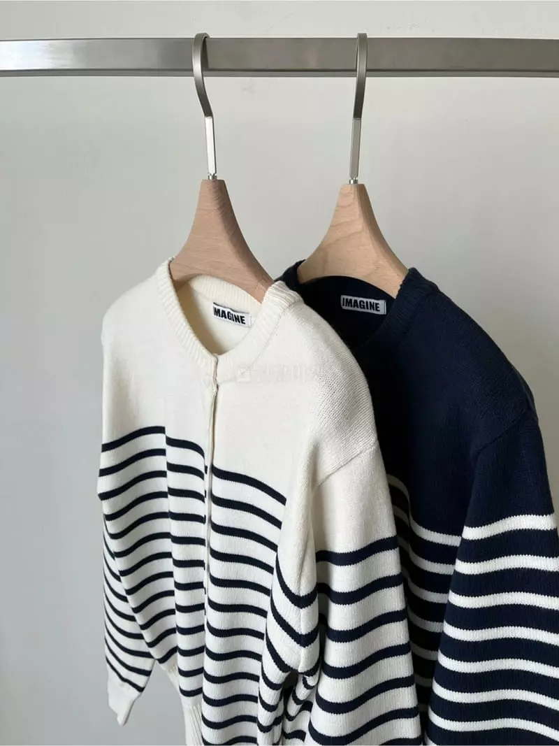 Imagine - Korean Women Fashion - #momslook - Strip Cardigan - 4