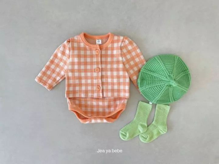 Jeaya & Mymi - Korean Baby Fashion - #babyoninstagram - Check Knit Top Bottom Set - 2