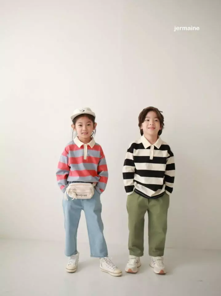 Jermaine - Korean Children Fashion - #fashionkids - Y2k Stripes Collar Tee - 2