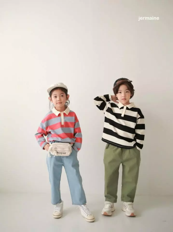 Jermaine - Korean Children Fashion - #kidsshorts - Y2k Stripes Collar Tee - 3