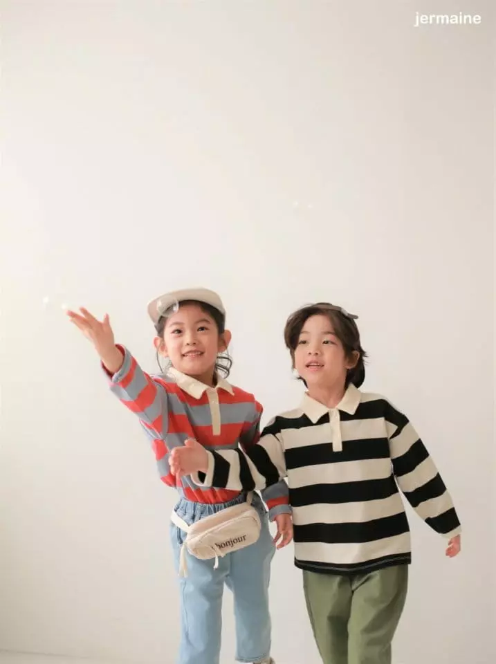 Jermaine - Korean Children Fashion - #kidsshorts - Y2k Stripes Collar Tee - 4