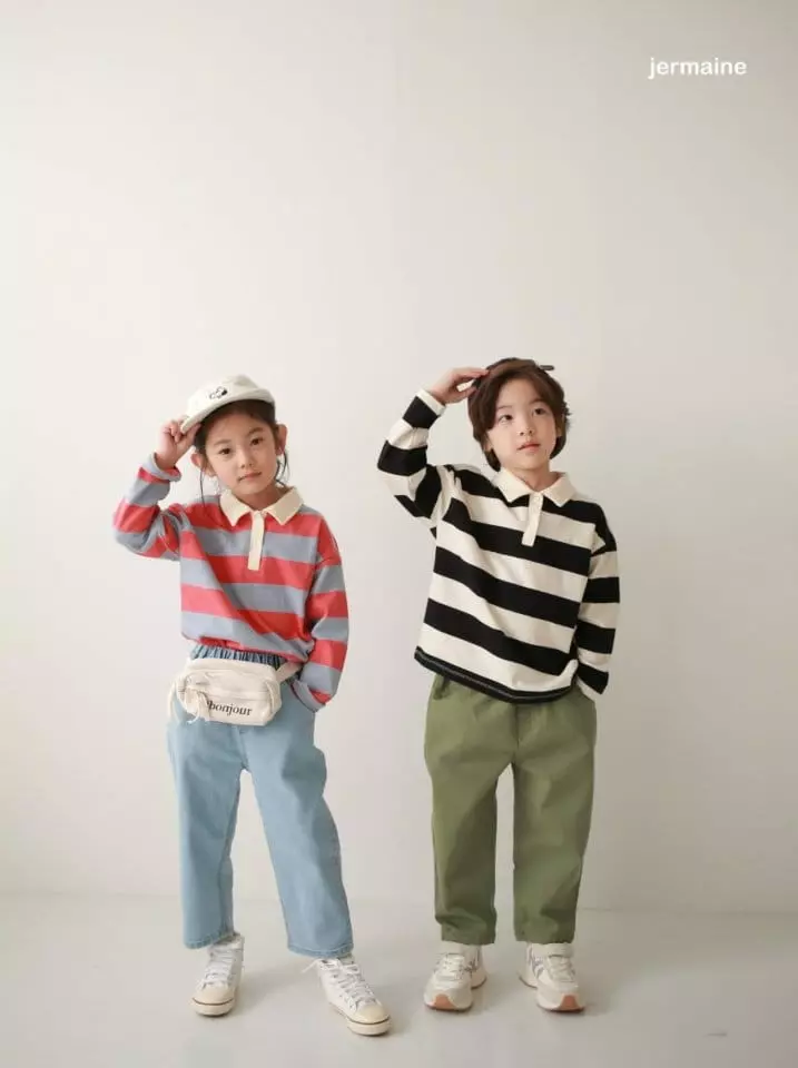 Jermaine - Korean Children Fashion - #littlefashionista - Y2k Stripes Collar Tee - 7