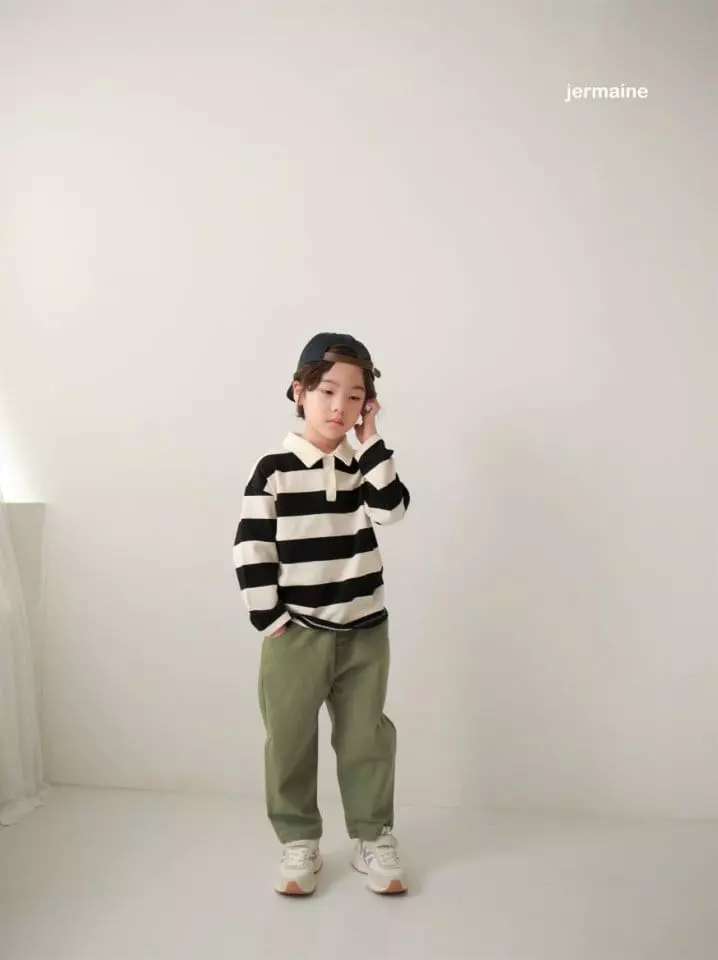 Jermaine - Korean Children Fashion - #magicofchildhood - Y2k Stripes Collar Tee - 8