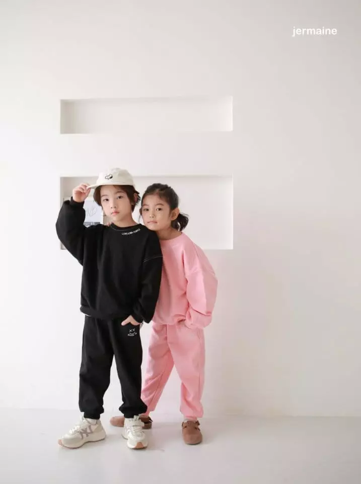 Jermaine - Korean Children Fashion - #toddlerclothing - Love People Top Bottom Set - 6