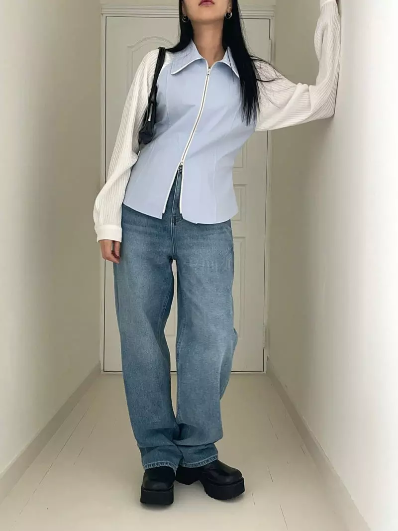 Kare - Korean Women Fashion - #romanticstyle - Coloring Knit Shirt - 2