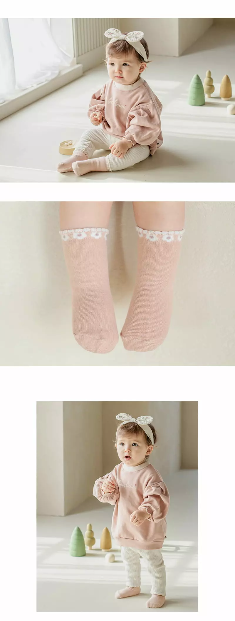 Kids Clara - Korean Baby Fashion - #babyboutique - Lauren Flower Baby Socks [set of 5] - 3