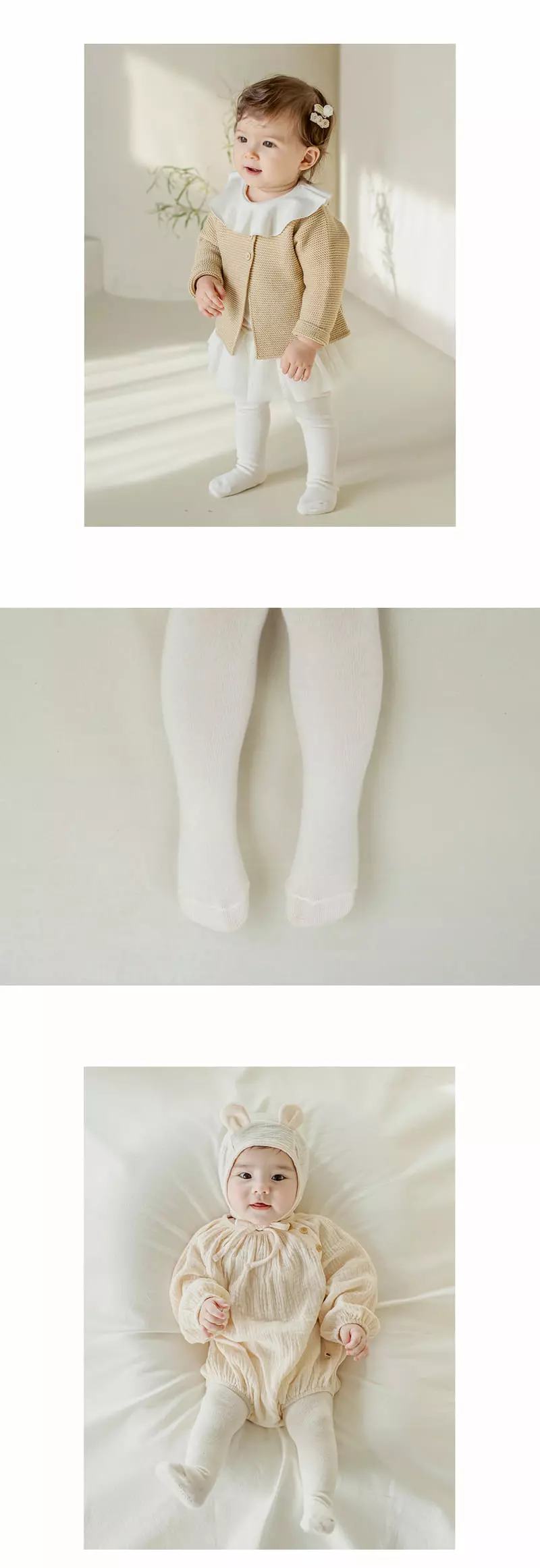 Kids Clara - Korean Baby Fashion - #onlinebabyshop - Cosy Plain Baby Tights [set of 5] - 3