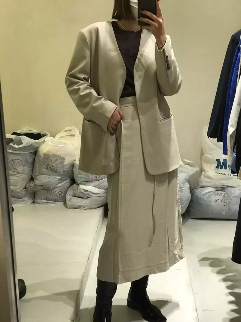 Knaite - Korean Women Fashion - #momslook - Dove No Collar Jacket
