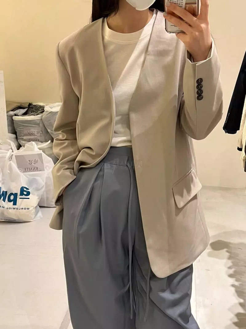 Knaite - Korean Women Fashion - #momslook - Dove No Collar Jacket - 3