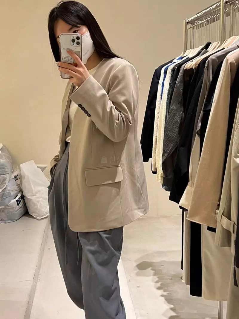 Knaite - Korean Women Fashion - #momslook - Dove No Collar Jacket - 4