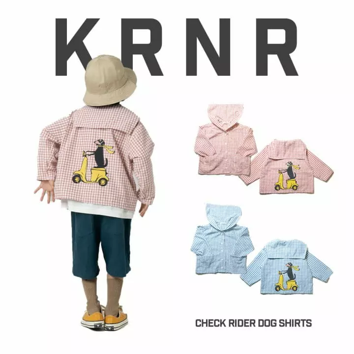 Kurenard - Korean Children Fashion - #designkidswear - Check Rider Dog Shirt