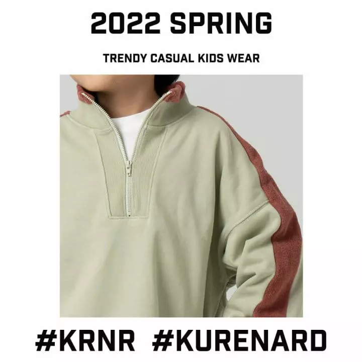 Kurenard - Korean Children Fashion - #discoveringself - Half Zip-up Over Size Tee - 8