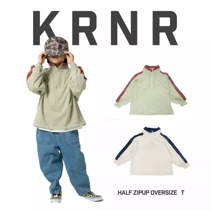 Kurenard - Korean Children Fashion - #magicofchildhood - Half Zip-up Over Size Tee