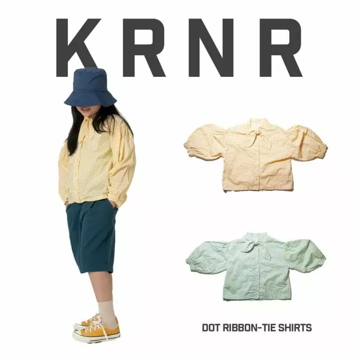 Kurenard - Korean Children Fashion - #prettylittlegirls - Dot Ribbon Tie Blouse