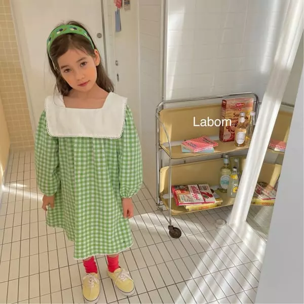 Labom - Korean Children Fashion - #childrensboutique - Celery Check One-piece - 3