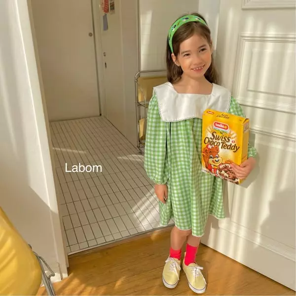 Labom - Korean Children Fashion - #stylishchildhood - Celery Check One-piece