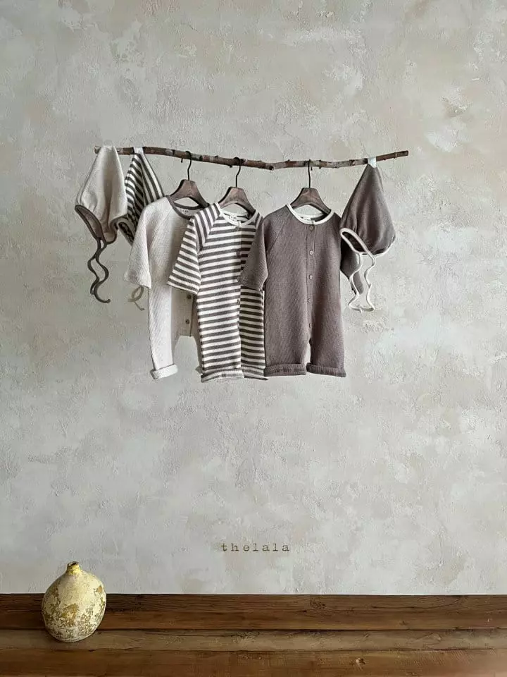 Lala - Korean Baby Fashion - #babyfever - Waffle Bodysuit with Bonnet - 12