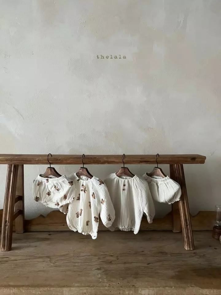 Lala - Korean Baby Fashion - #babyoninstagram - Paint Bear Top Bottom Set