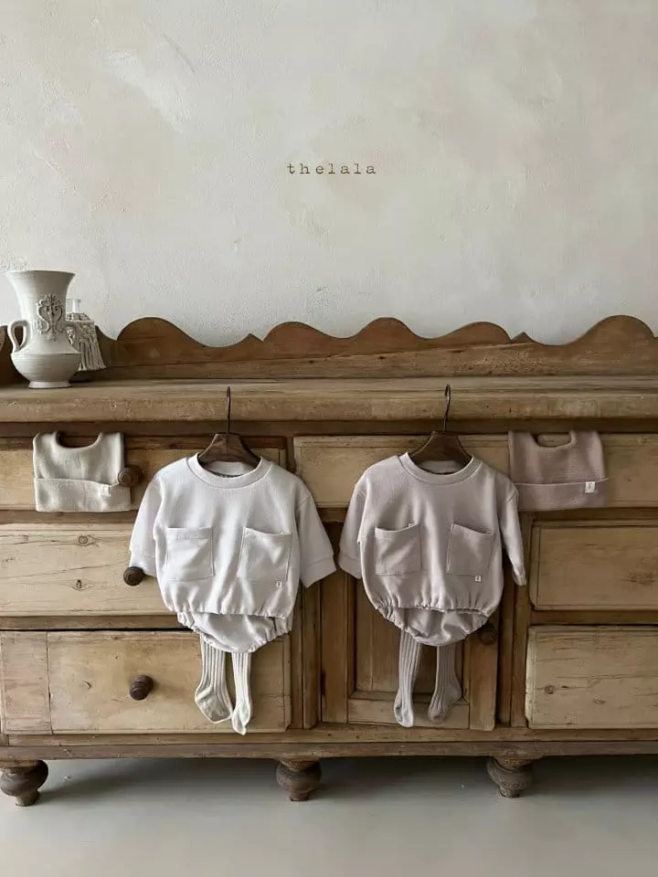 Lala - Korean Baby Fashion - #babyoutfit - Mini Pocket Top Bottom Set - 3