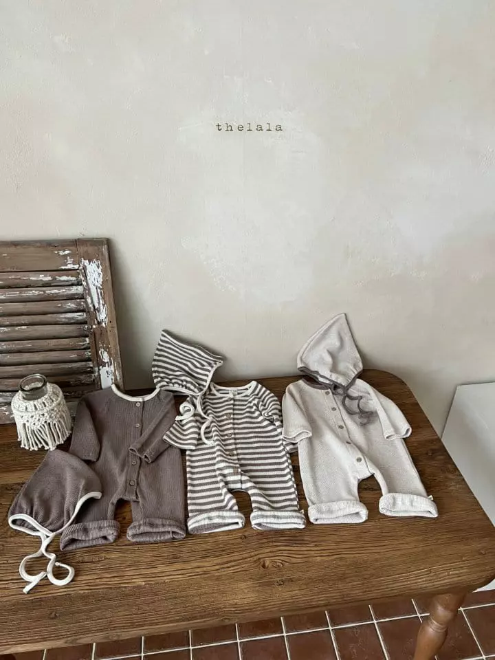 Lala - Korean Baby Fashion - #onlinebabyboutique - Waffle Bodysuit with Bonnet - 5