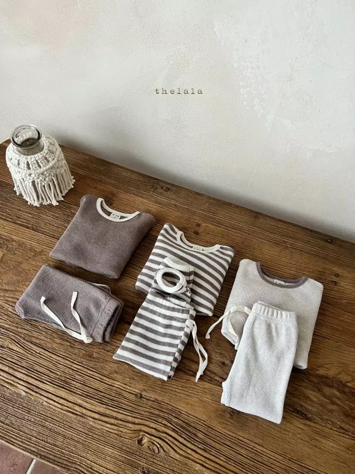 Lala - Korean Children Fashion - #discoveringself - Waffle Top Bottom Set - 10