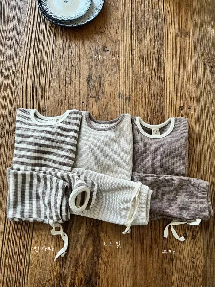 Lala - Korean Children Fashion - #fashionkids - Waffle Top Bottom Set - 11