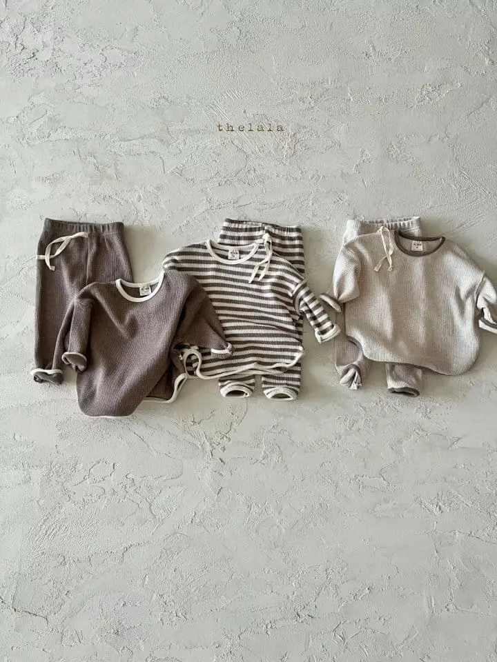 Lala - Korean Children Fashion - #kidsshorts - Waffle Top Bottom Set - 12