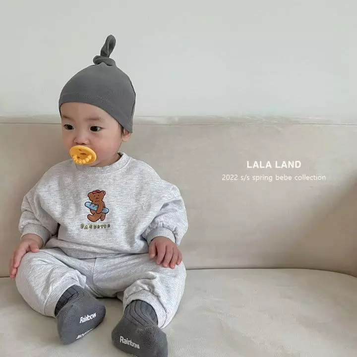 Lalaland - Korean Baby Fashion - #onlinebabyshop - Bebe Baggguette Top Bottom Set - 2