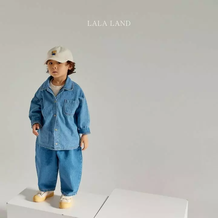 Lalaland - Korean Children Fashion - #kidsshorts - Circle Denim Shirt - 12