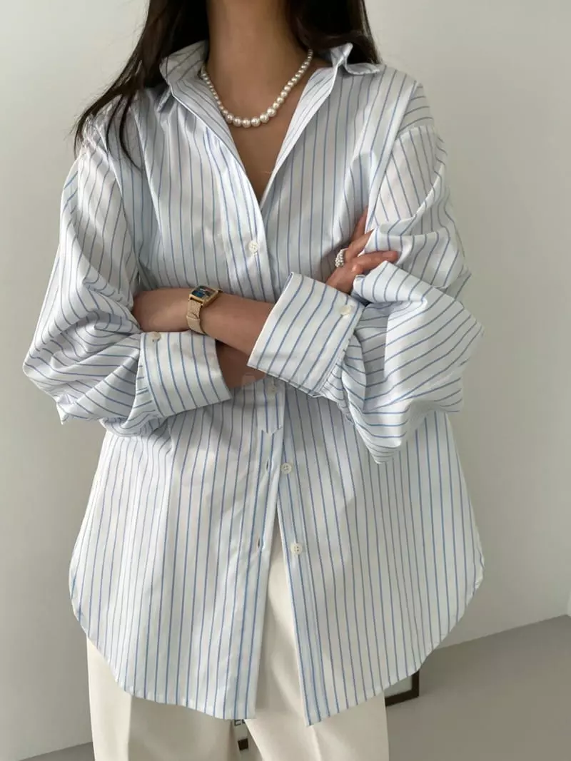 Lavi - Korean Women Fashion - #momslook - Mog Strip Shirt - 2