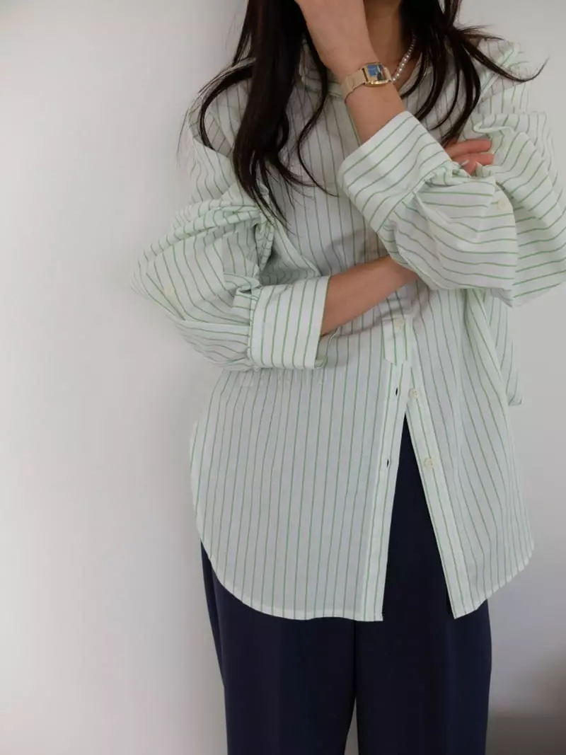 Lavi - Korean Women Fashion - #womensfashion - Mog Strip Shirt