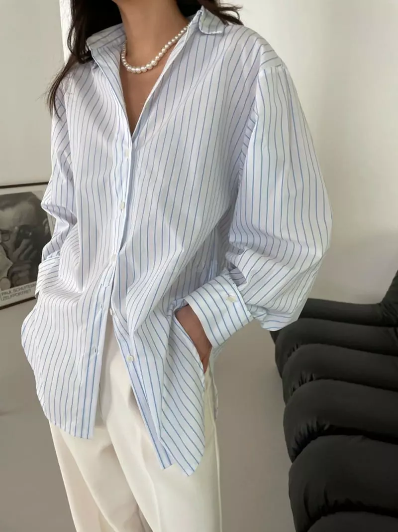 Lavi - Korean Women Fashion - #womensfashion - Mog Strip Shirt - 3