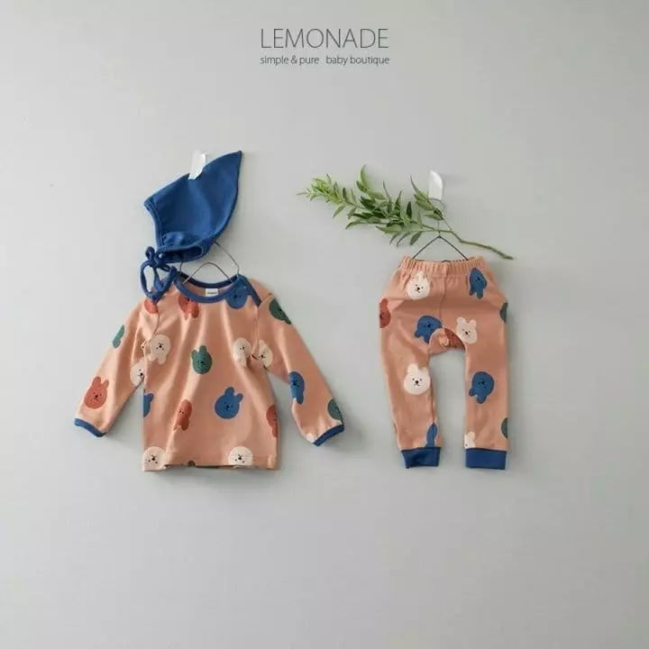 Lemonade - Korean Baby Fashion - #onlinebabyshop - Rabbit Bear Top Bottom Set - 3