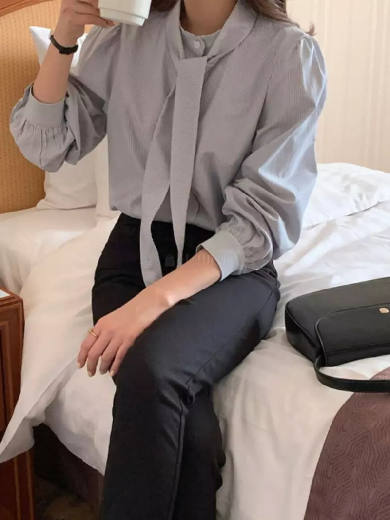 Likewater - Korean Women Fashion - #womensfashion - Tie Blouse - 4