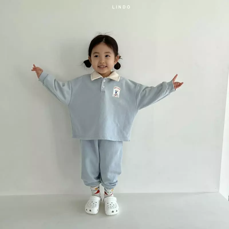 Lindo - Korean Children Fashion - #Kfashion4kids - Open Collar Top Bottom Set - 9
