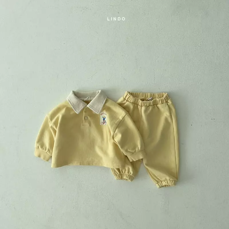 Lindo - Korean Children Fashion - #childofig - Open Collar Top Bottom Set