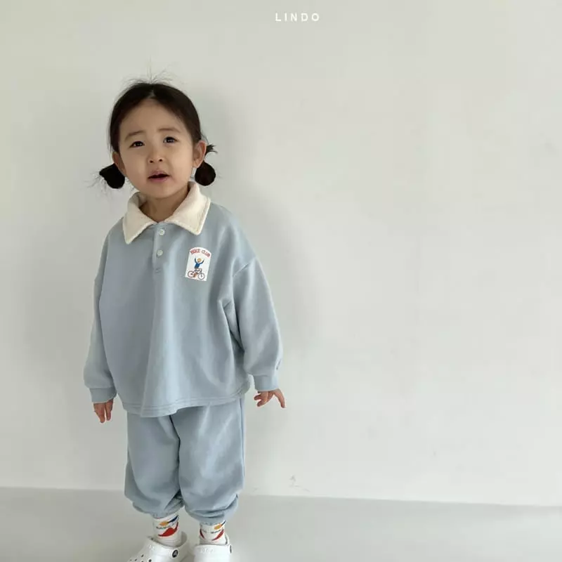 Lindo - Korean Children Fashion - #kidzfashiontrend - Open Collar Top Bottom Set - 8
