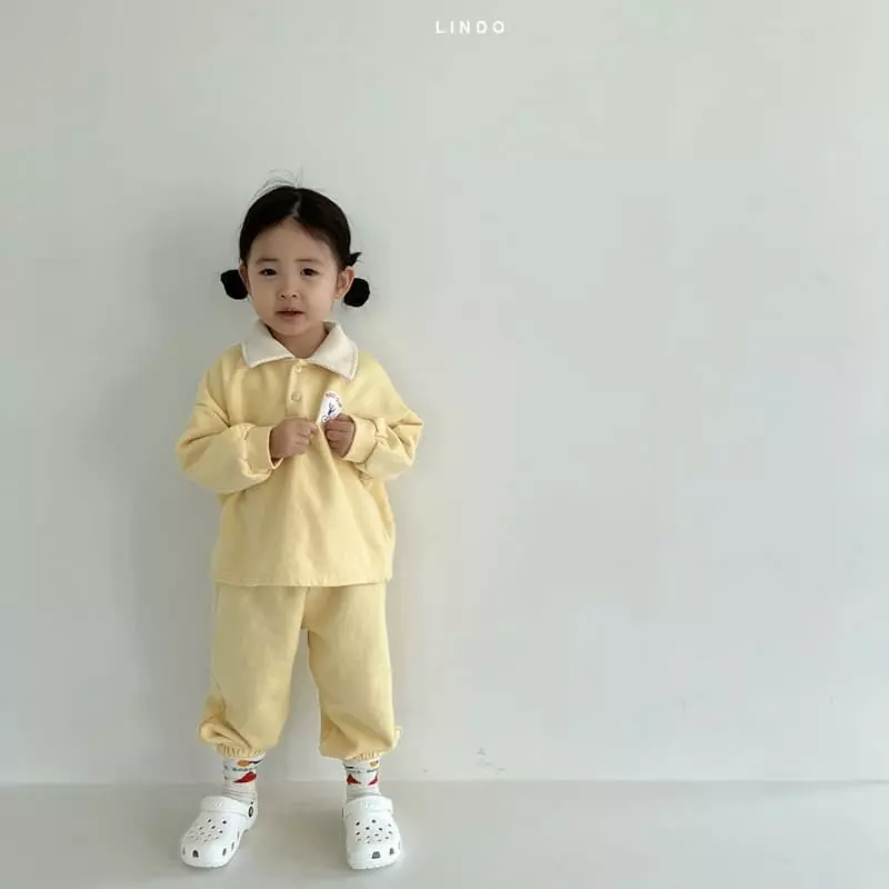 Lindo - Korean Children Fashion - #littlefashionista - Open Collar Top Bottom Set - 10